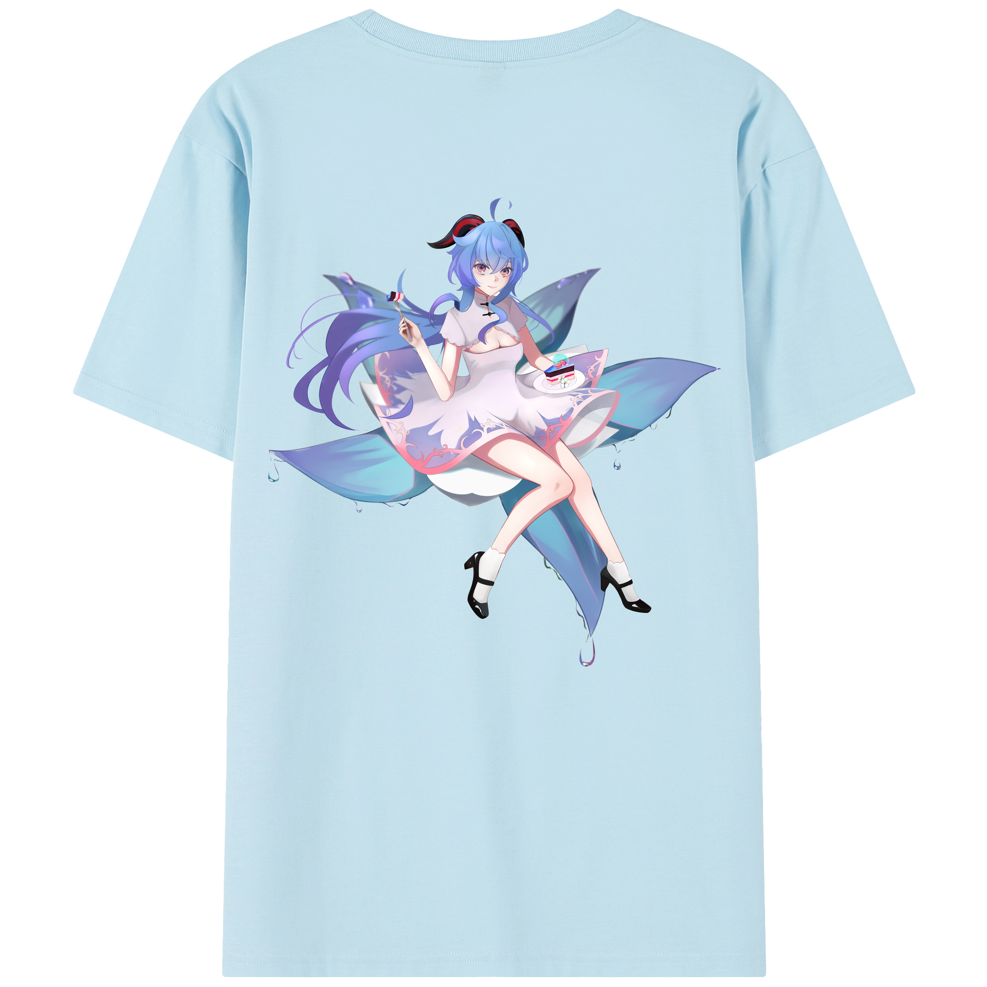 げんし神 甘雨 かんう genshin Ganyu 綿100％半袖Tシャツ（背面プリント）